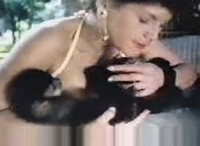 Video :Monkey porn with lady getting tits sucked for milk by monkey